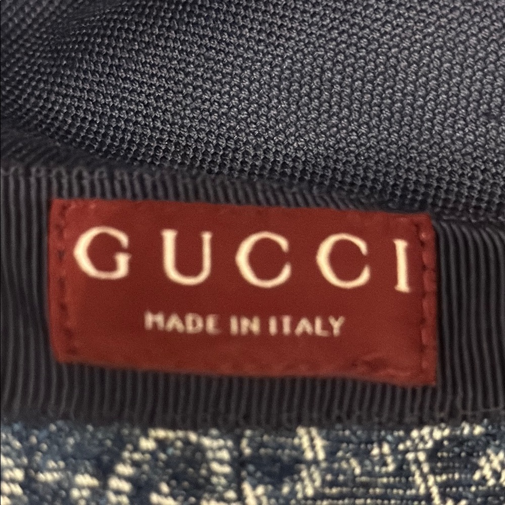 Gucci Denim and Tan Monogram Bucket Hat size M brand new tags 100%  authentic - Picture 11 of 17